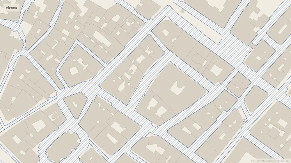 Vienna's inner city with the whole street space filled in one hatch